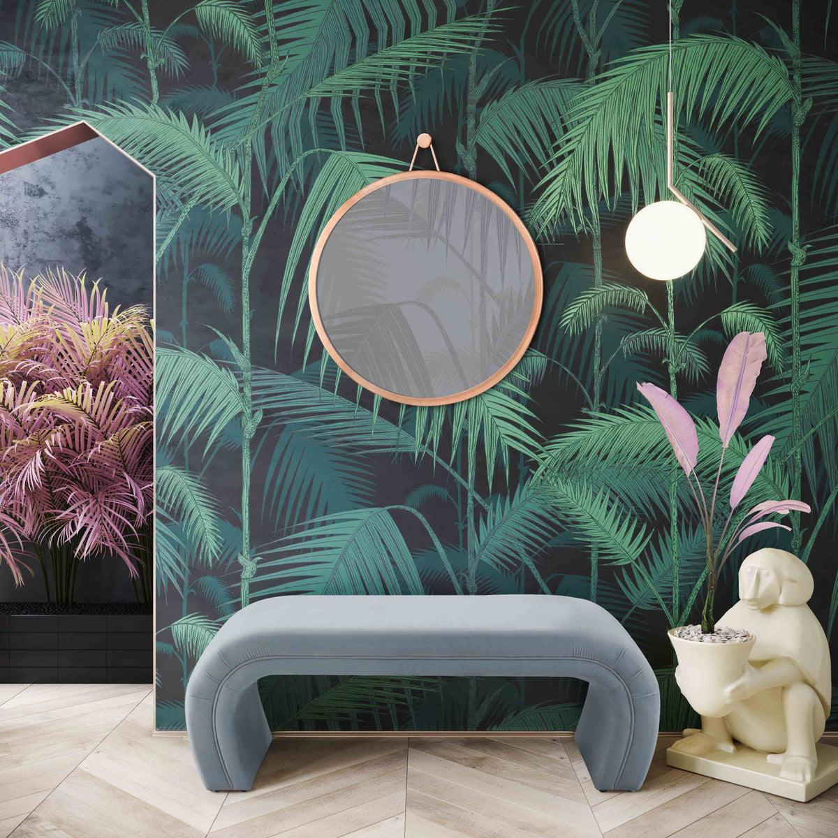 Kenny Sea Blue Velvet Bench - Euro Living Furniture