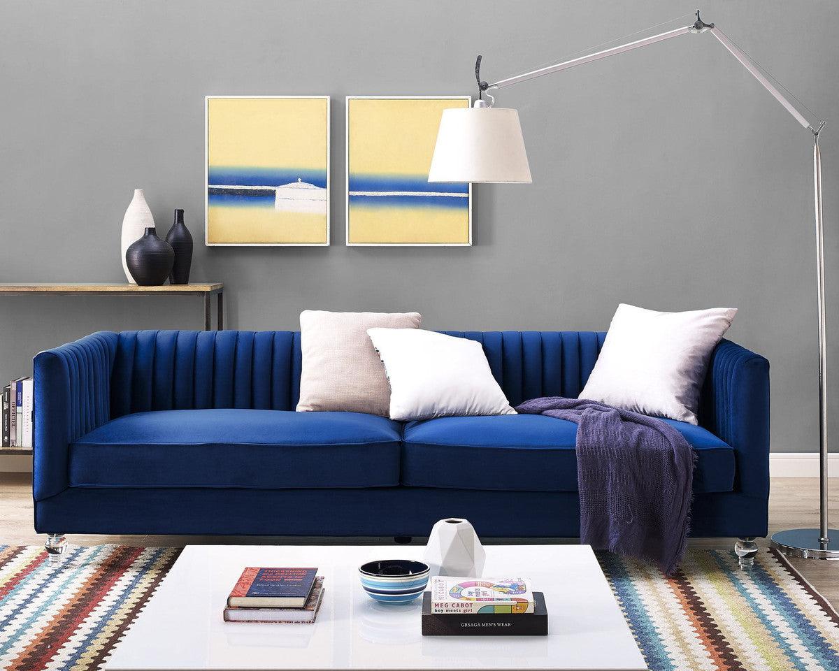 Ava Navy Velvet Sofa - Euro Living Furniture