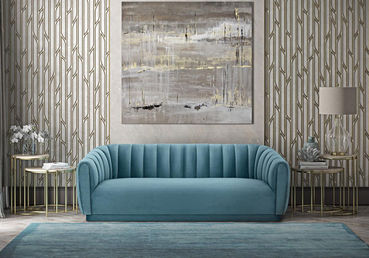 Arnold Sea Blue Velvet Sofa - Euro Living Furniture