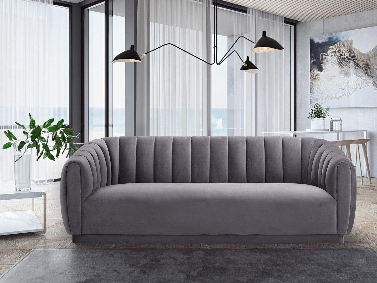 Arnold Grey Velvet Sofa - Euro Living Furniture