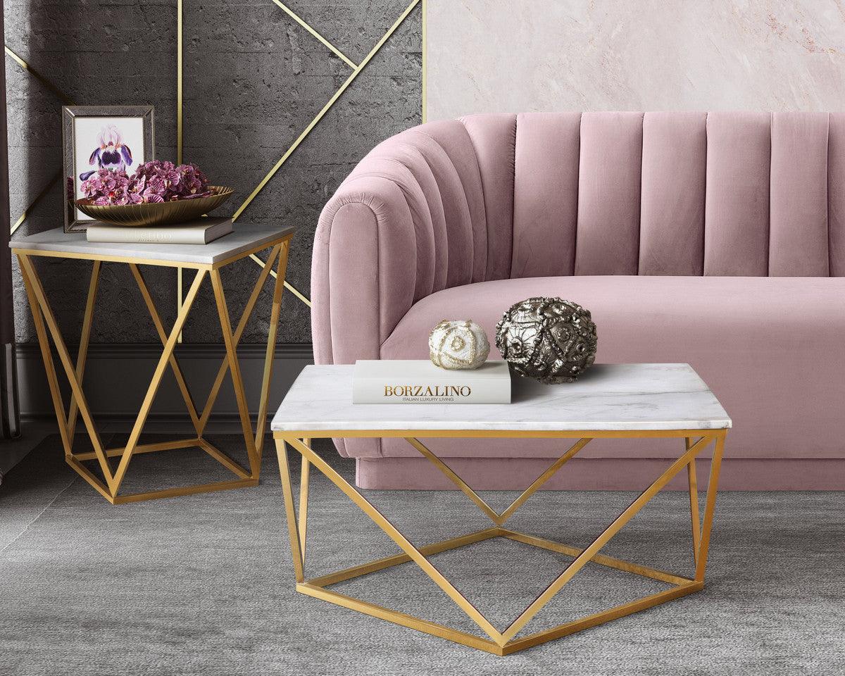 Arnold Blush Velvet Sofa - Euro Living Furniture