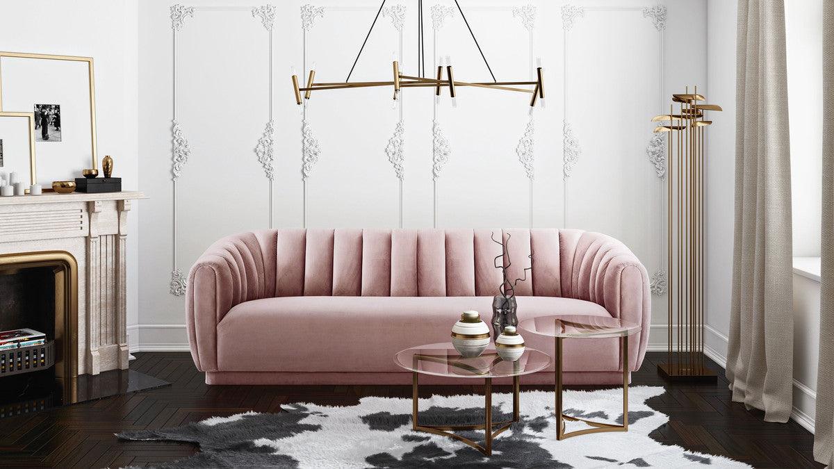 Arnold Blush Velvet Sofa - Euro Living Furniture