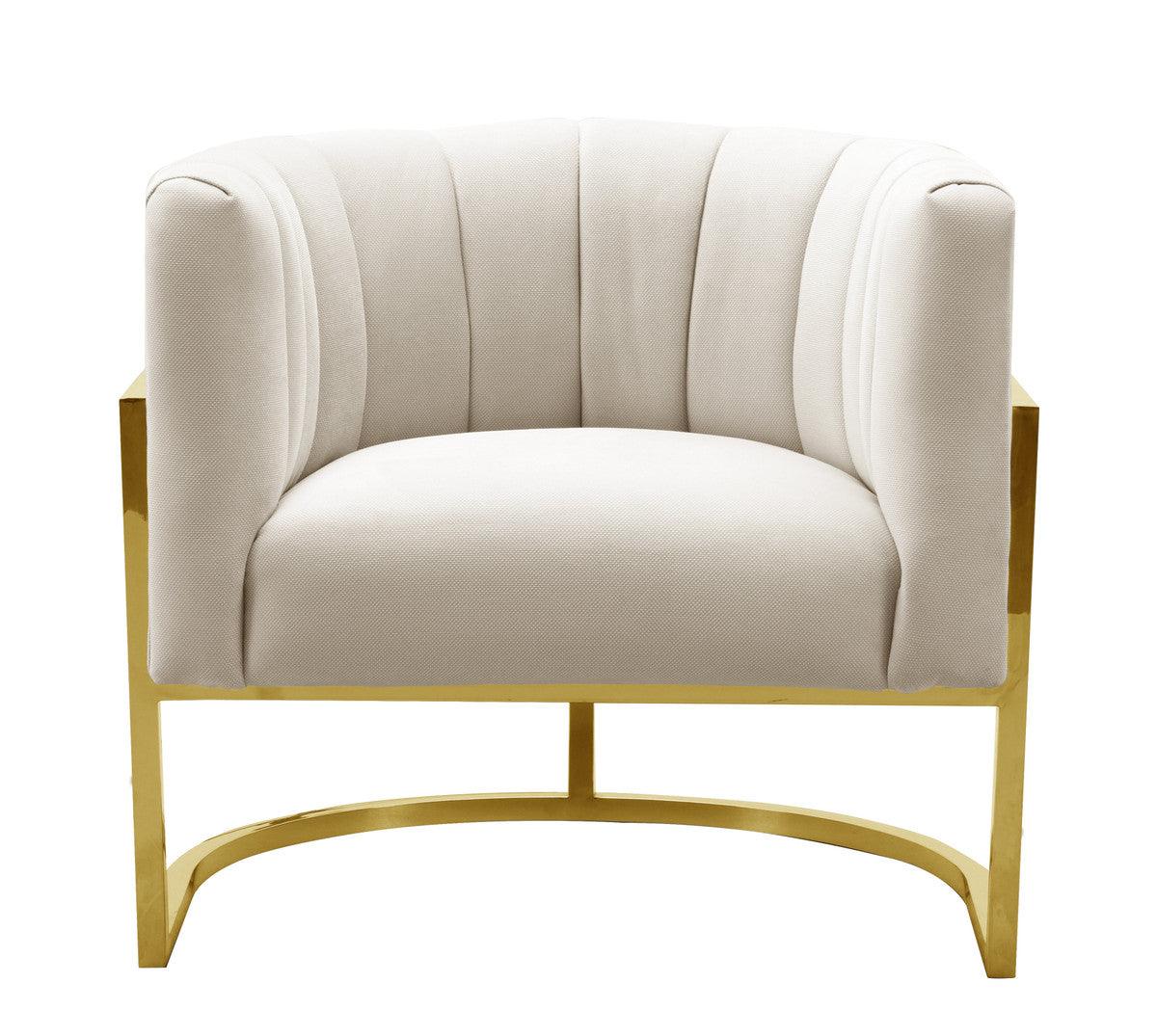 Magna Spotted Cream Chair with Gold Base - Euro Living Furniture