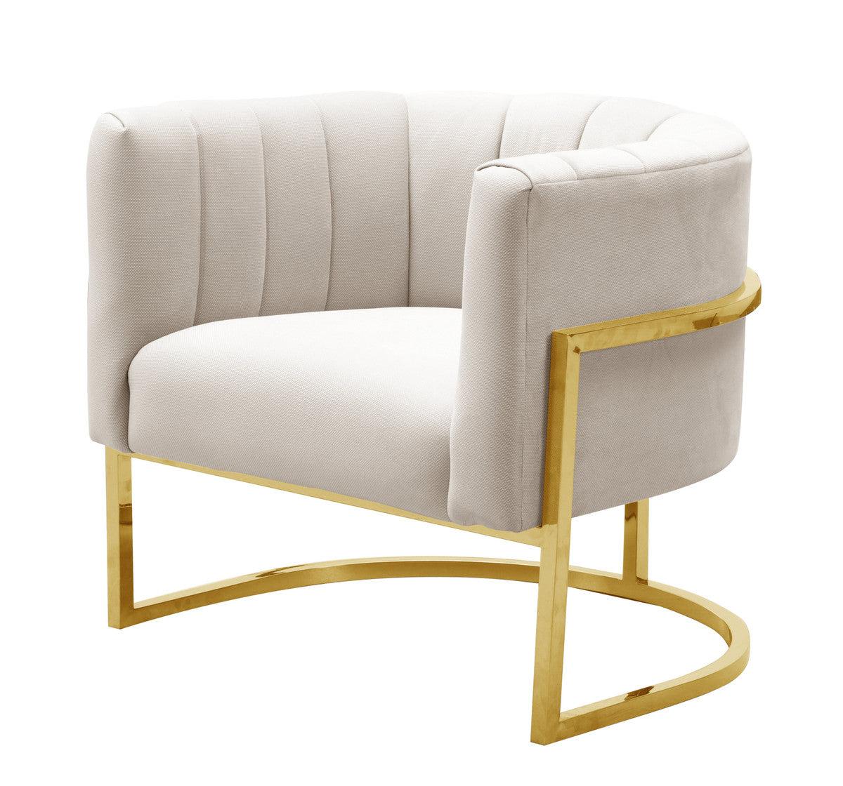 Magna Spotted Cream Chair with Gold Base - Euro Living Furniture