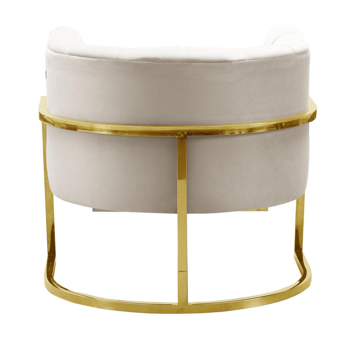 Magna Spotted Cream Chair with Gold Base - Euro Living Furniture