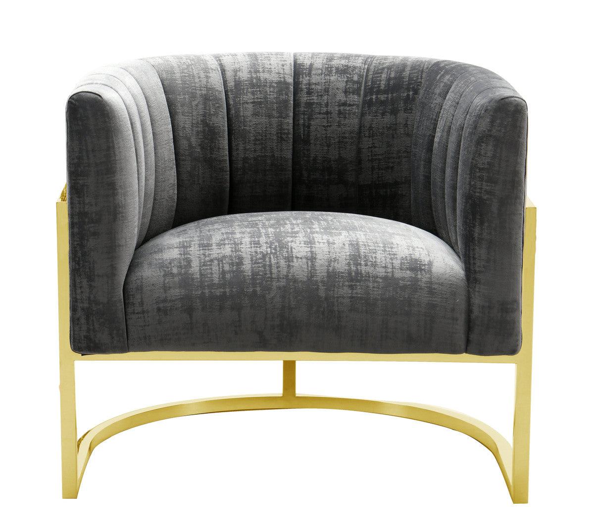 Magna Grey Chair with Gold Base - Euro Living Furniture