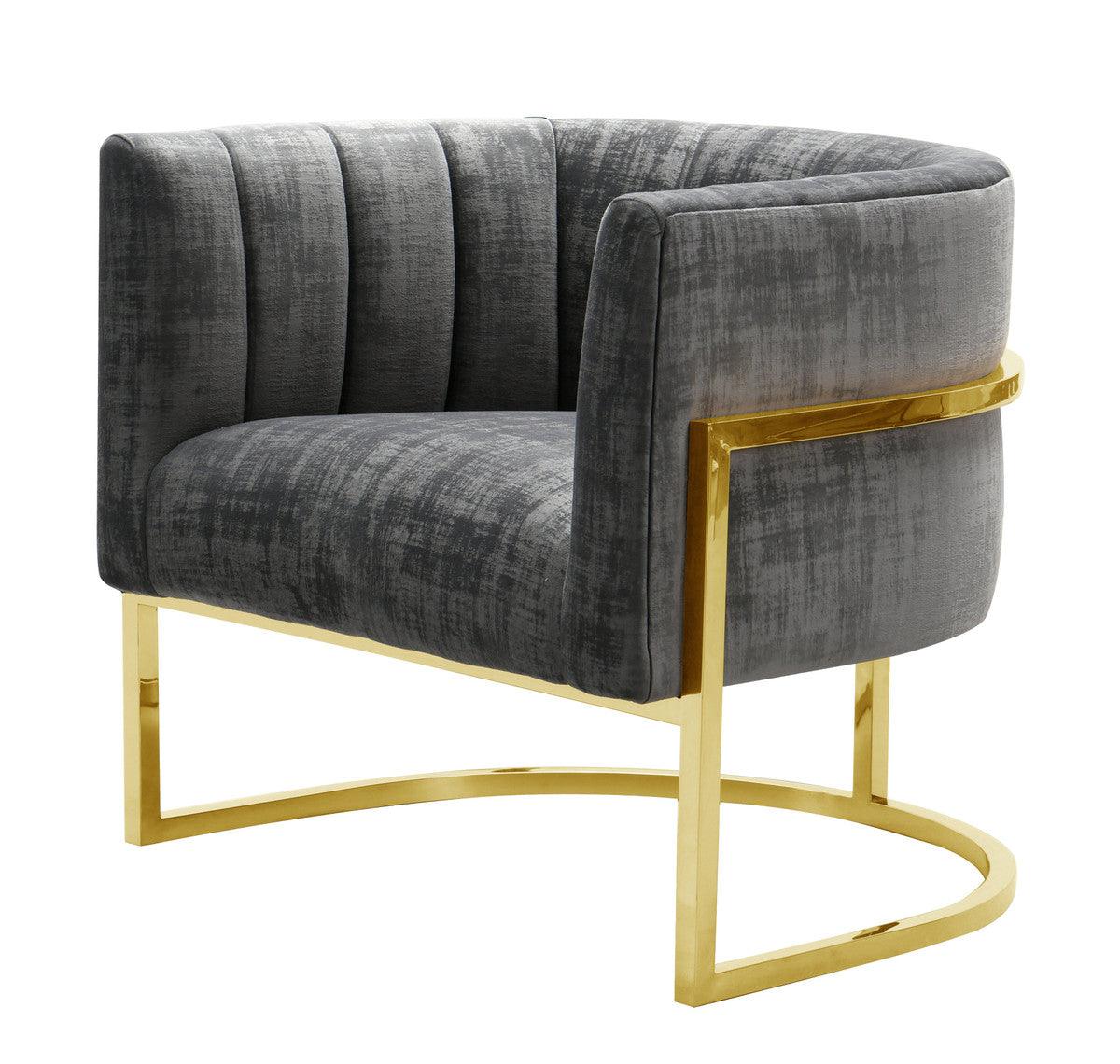 Magna Grey Chair with Gold Base - Euro Living Furniture