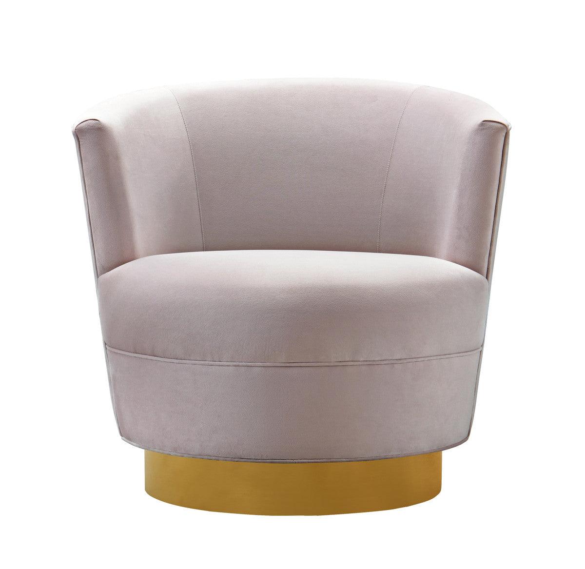 Novak Blush Velvet Swivel Chair - Euro Living Furniture