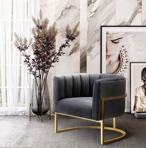 Magna Grey Velvet Chair - Euro Living Furniture