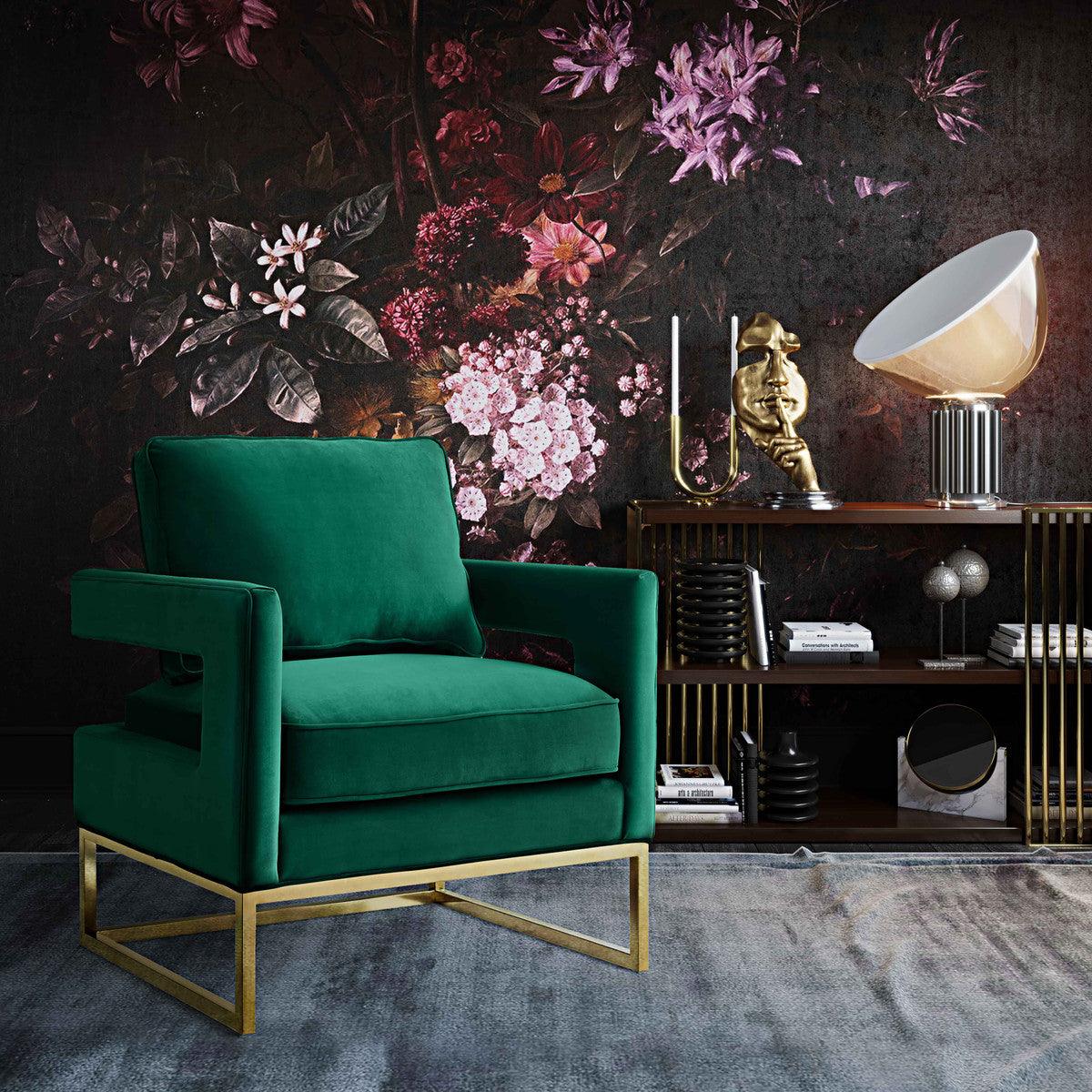 Annabelle Green Velvet Chair - Euro Living Furniture
