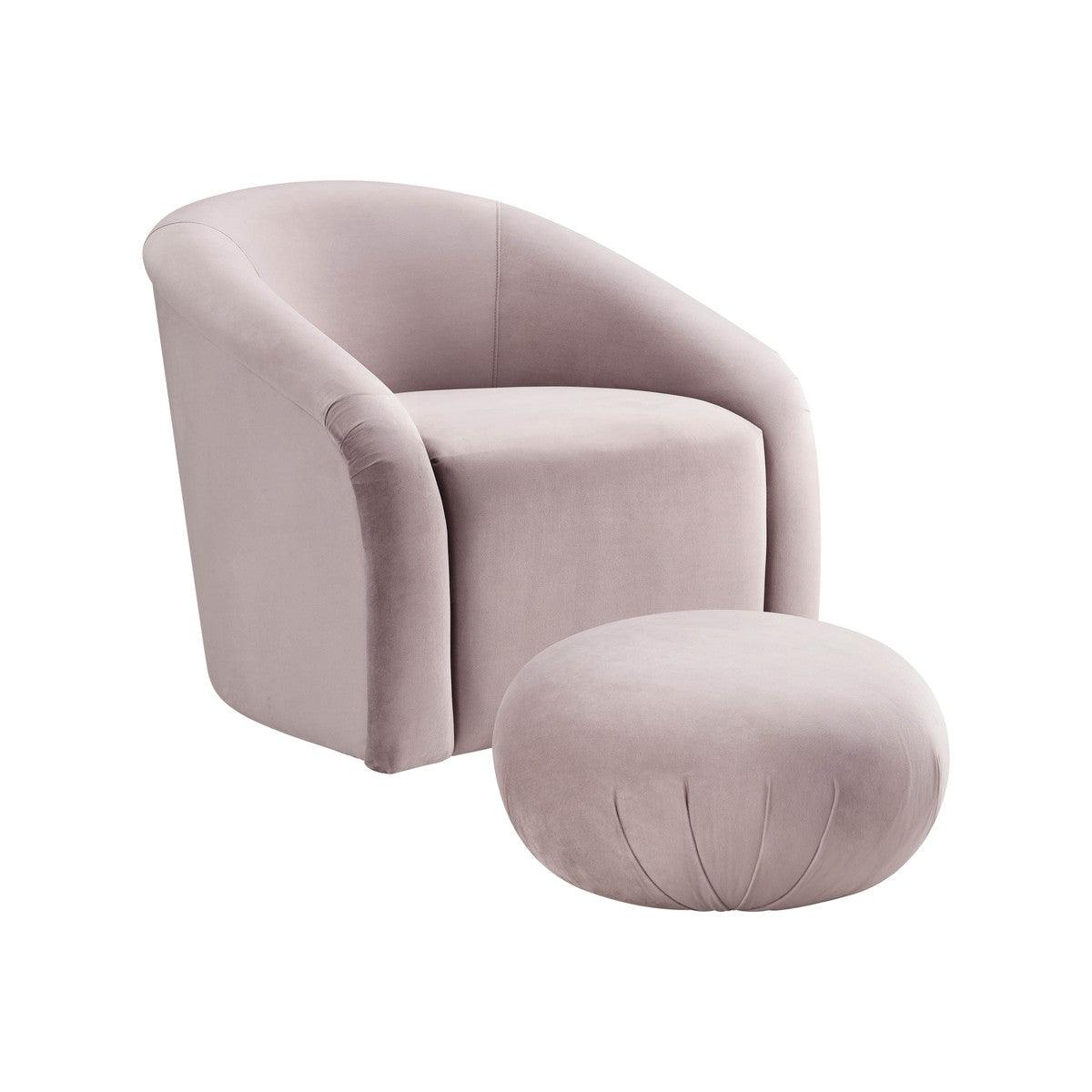 Bosh Mauve Velvet Chair + Ottoman Set - Euro Living Furniture