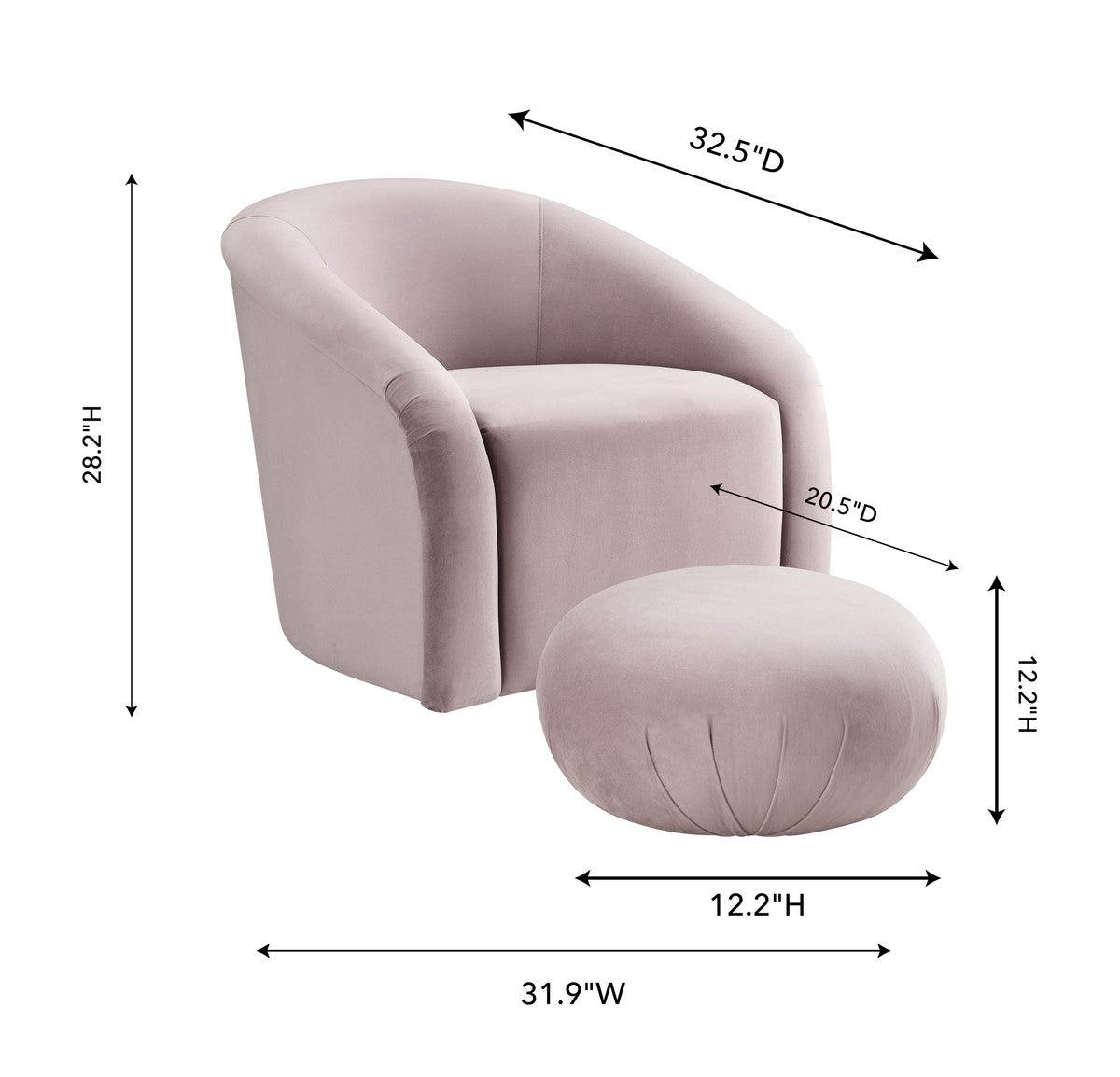 Bosh Mauve Velvet Chair + Ottoman Set - Euro Living Furniture