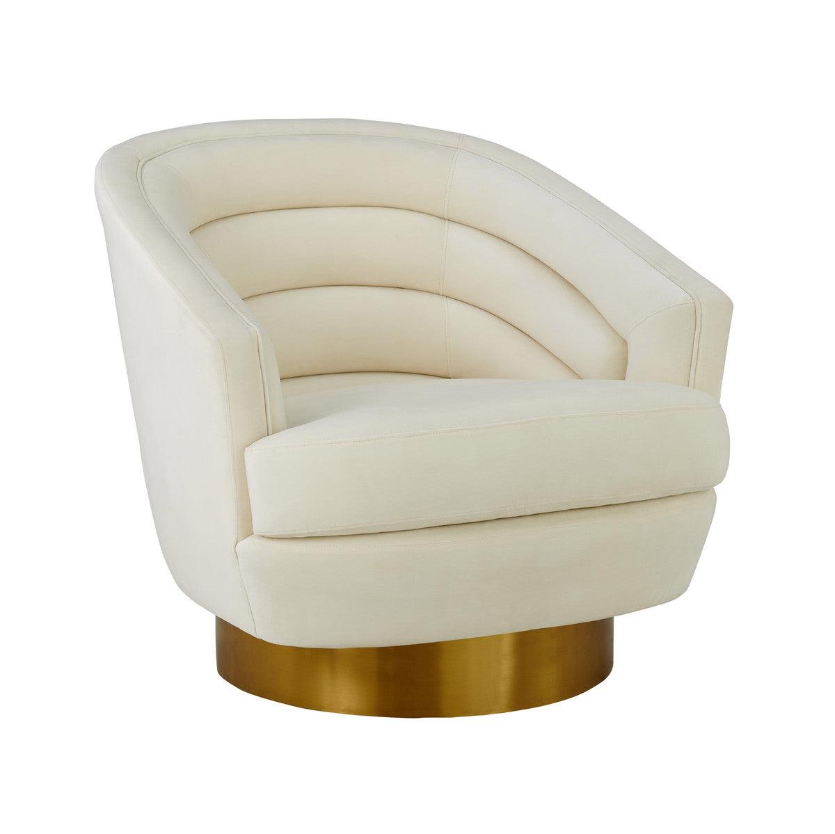 Canova Cream Velvet Swivel Chair - Euro Living Furniture