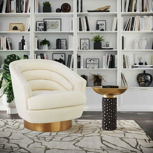 Canova Cream Velvet Swivel Chair - Euro Living Furniture