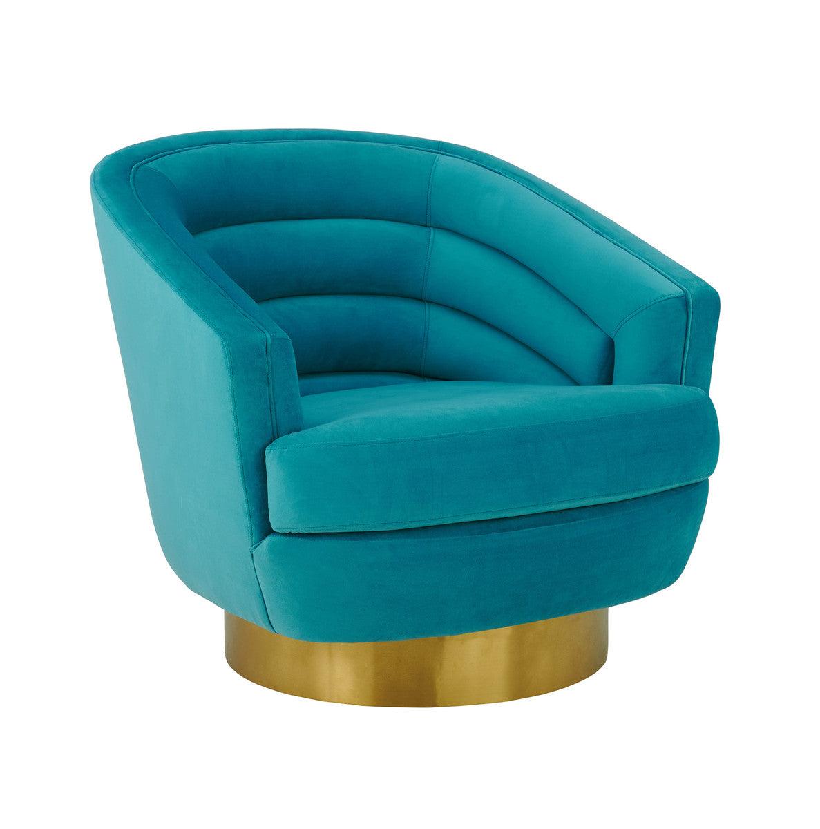 Canova Blue Velvet Swivel Chair - Euro Living Furniture