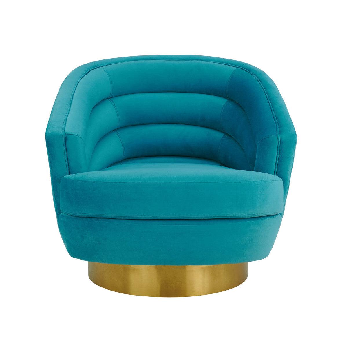 Canova Blue Velvet Swivel Chair - Euro Living Furniture