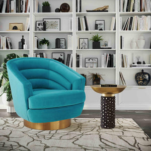 Canova Blue Velvet Swivel Chair - Euro Living Furniture