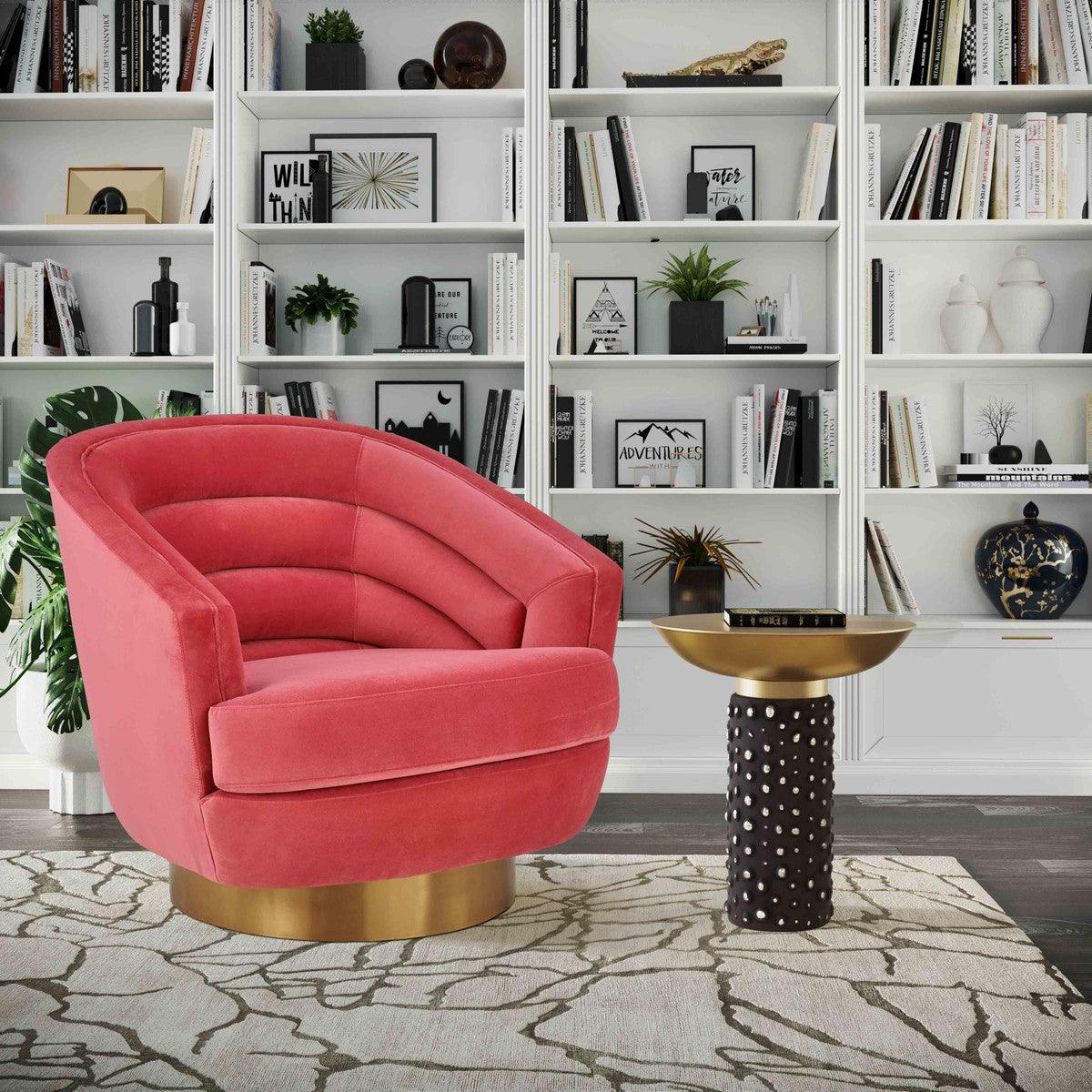 Canova Hot Pink Velvet Swivel Chair - Euro Living Furniture