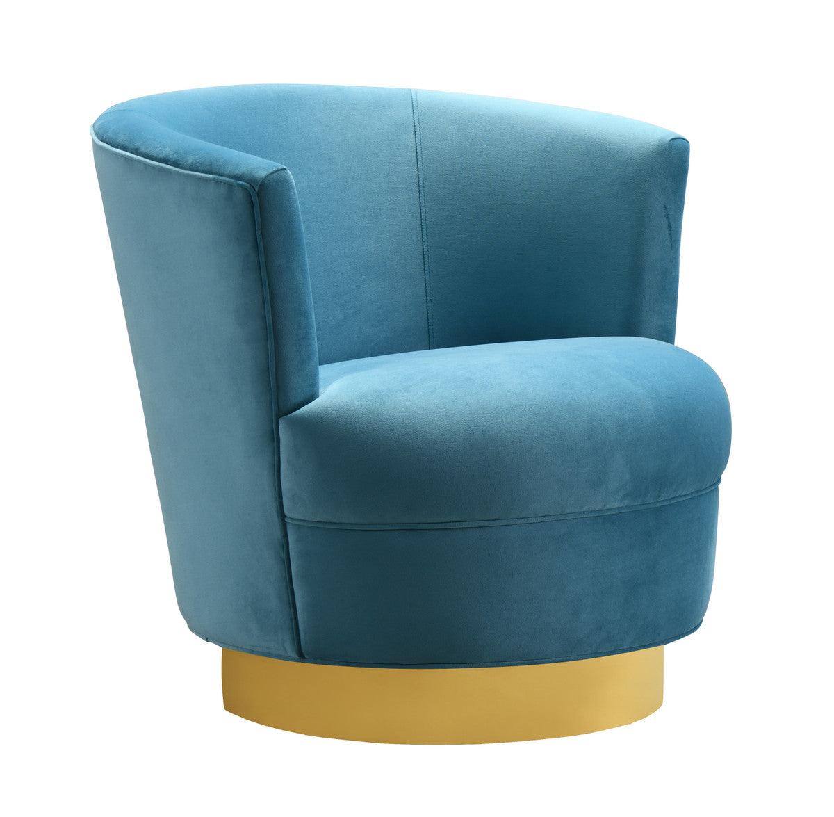 Novak Lake Blue Swivel Chair - Euro Living Furniture