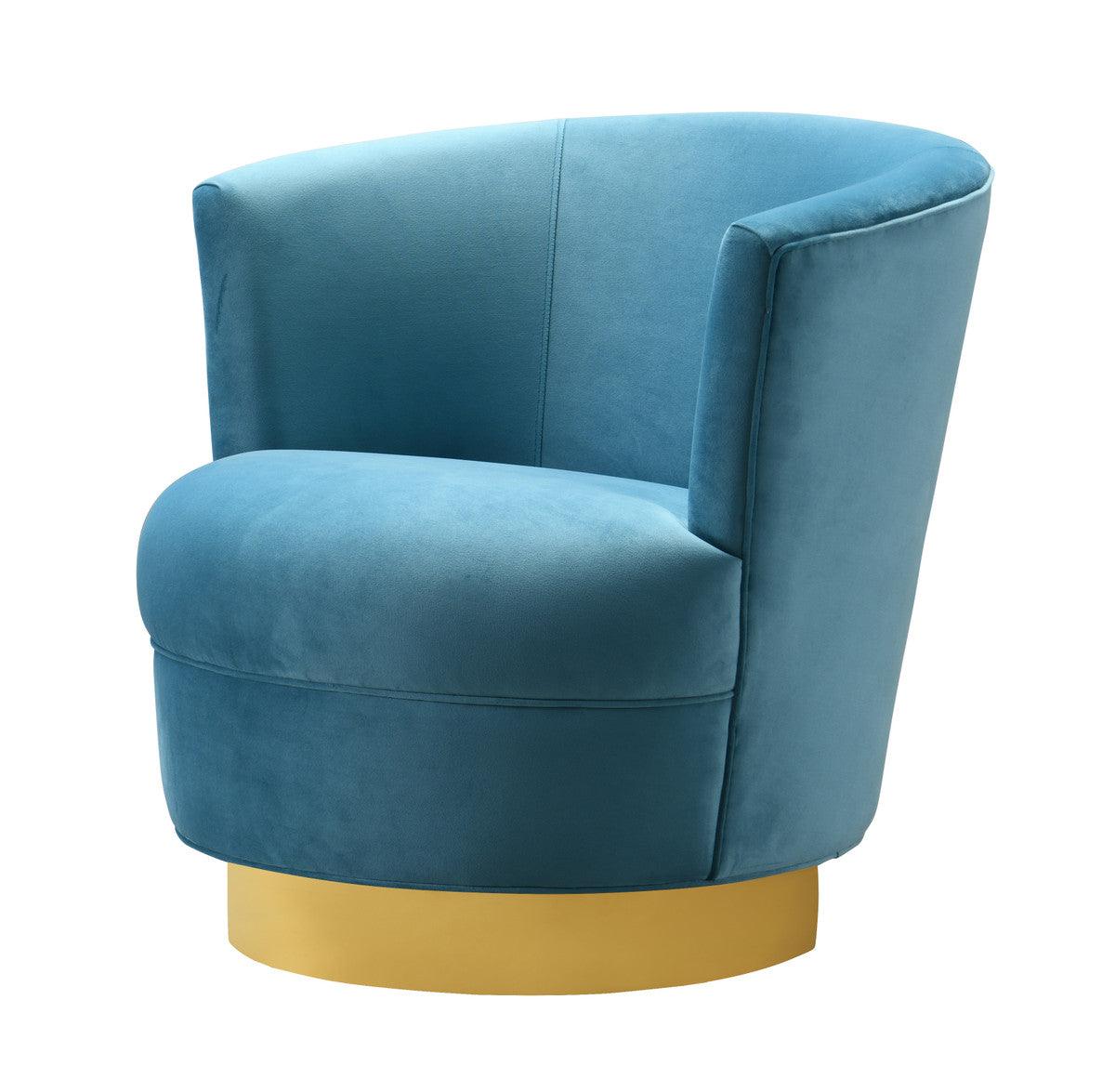 Novak Lake Blue Swivel Chair - Euro Living Furniture