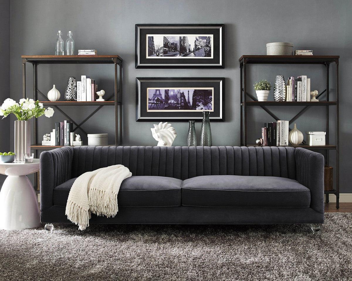 Ava Grey Velvet Sofa - Euro Living Furniture