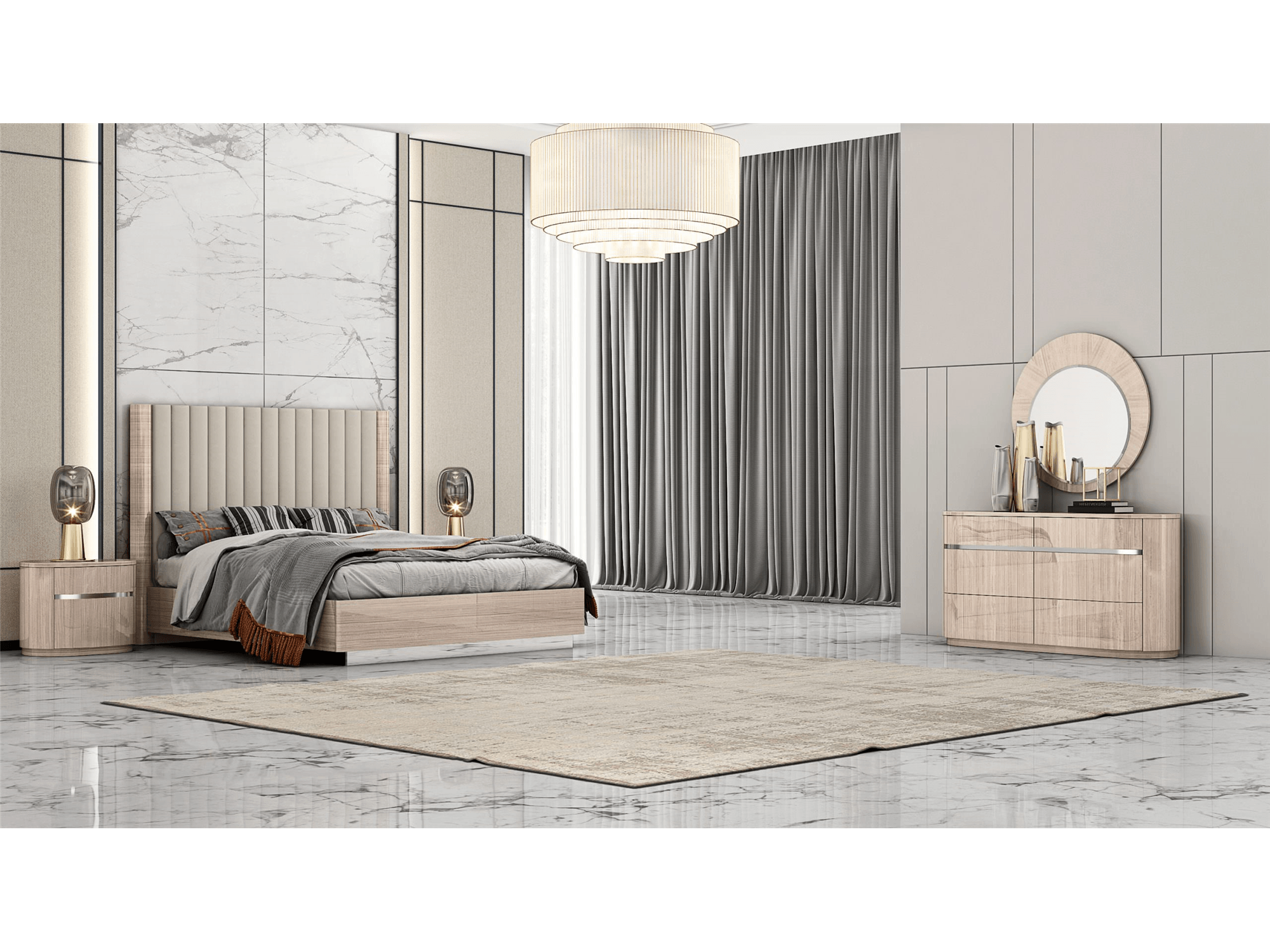 Dorothy Round Mirror Beige - Euro Living Furniture