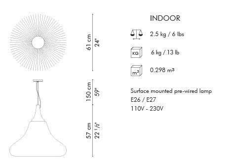 WHISK HANGING LAMP, LARGE - Euro Living Furniture