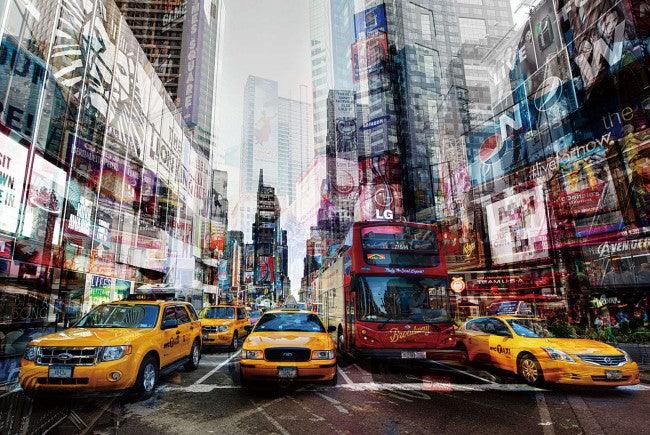 Yellow Cabs in Manhattan Tempered Glass Wall Art - Euro Living Furniture