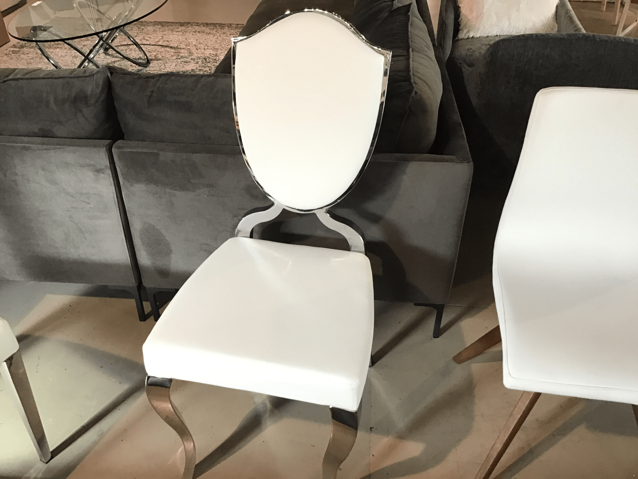 Lima dining chair chrome w/white or black  (1260) sold in set of 2 only - Euro Living Furniture