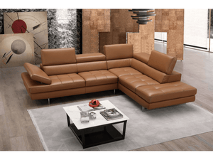 Modernology Italian Leather Sectional in Caramel - Euro Living Furniture