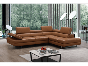 Modernology Italian Leather Sectional in Caramel - Euro Living Furniture