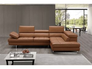 Modernology Italian Leather Sectional in Caramel - Euro Living Furniture