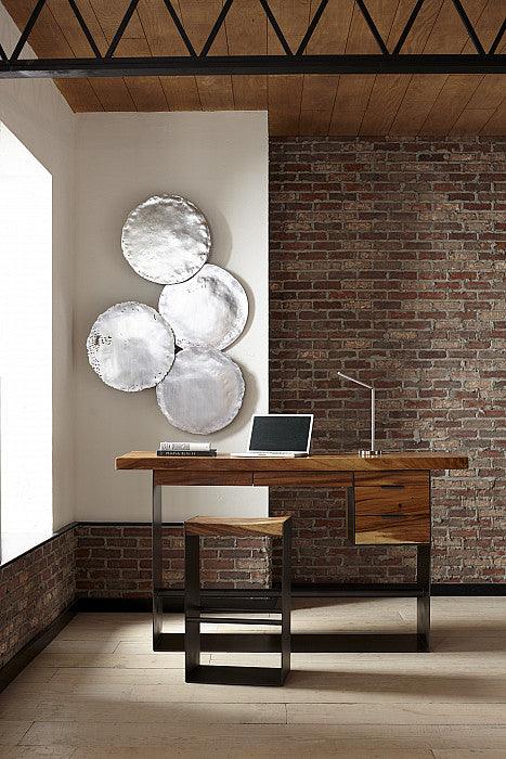 Chamcha Wood Standing Desk, Iron Frame with Drawers, Bar Height - Euro Living Furniture