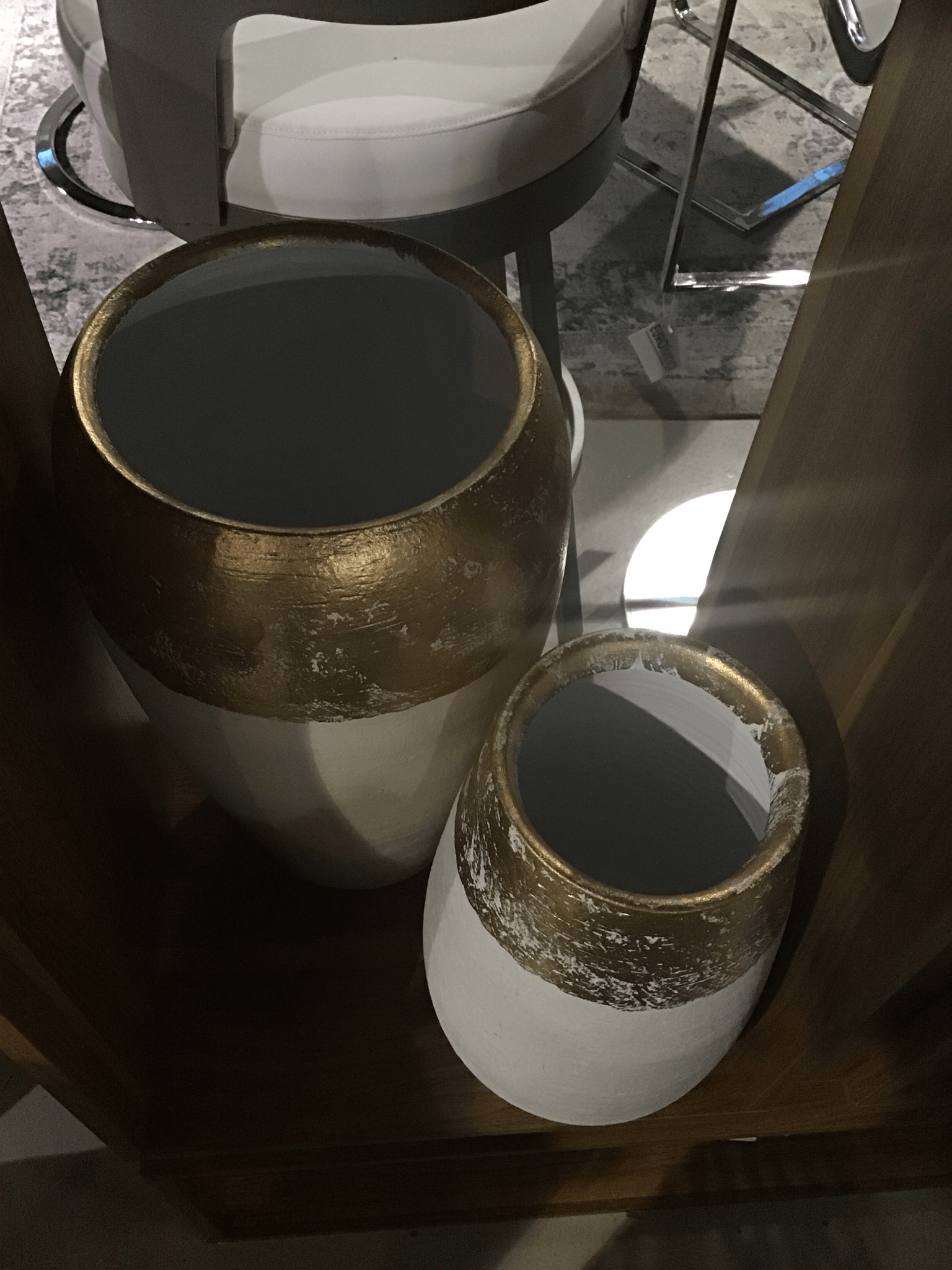 Oversized gold/white vases -Set of 2 - Euro Living Furniture