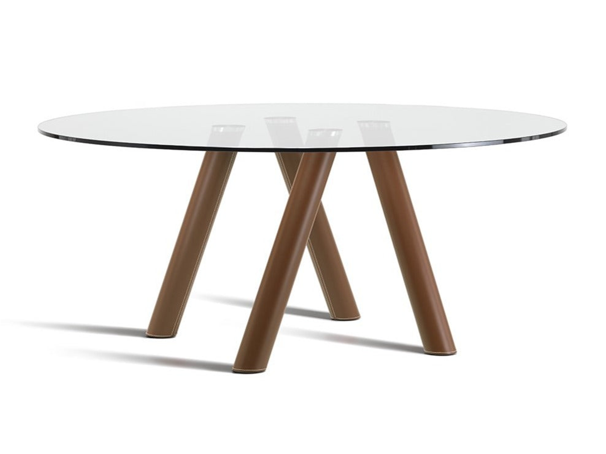 Ray Leather Dining Table - 70"Dia - Euro Living Furniture