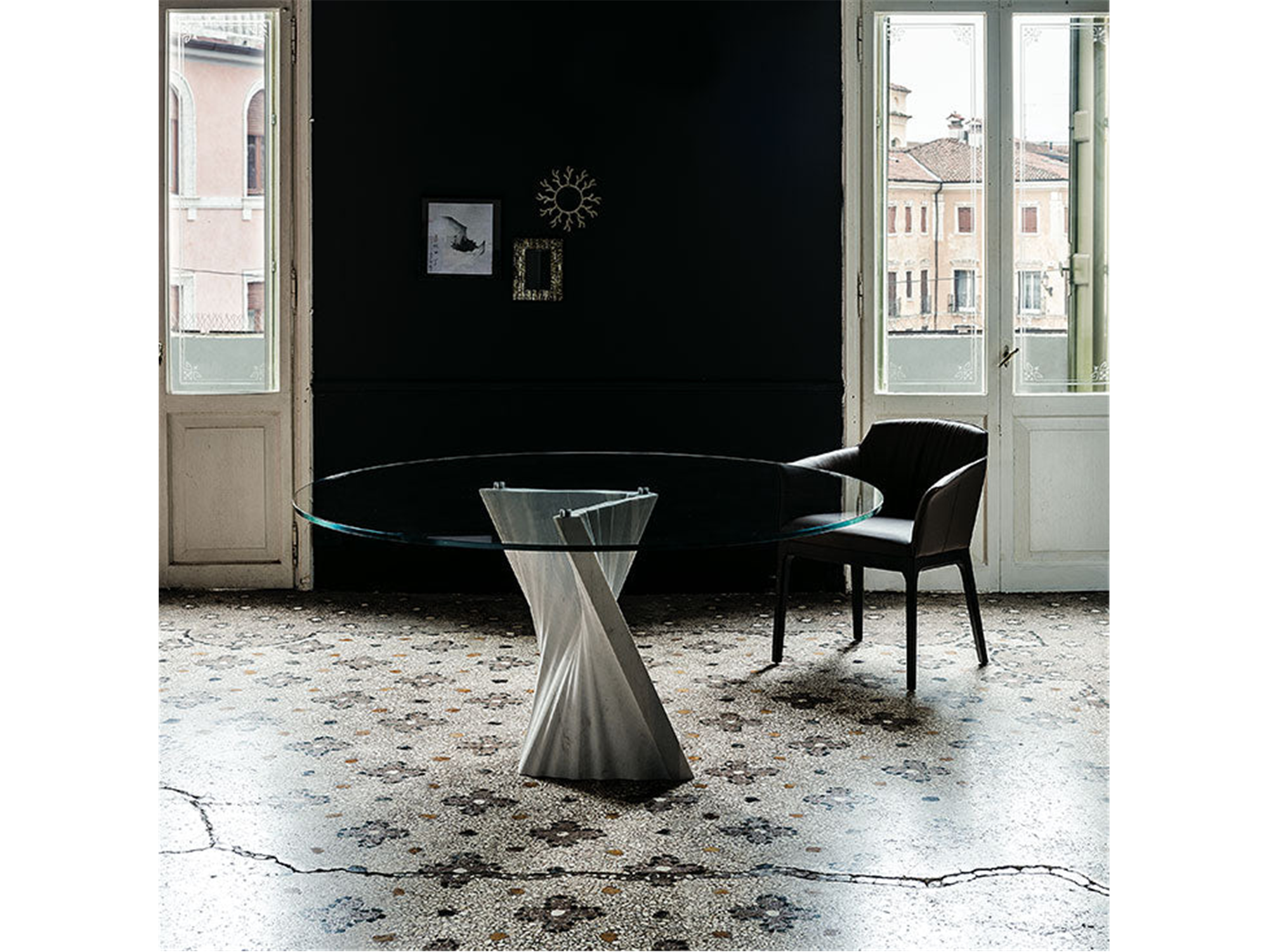 Plisset Dining Table - 118"W - Euro Living Furniture