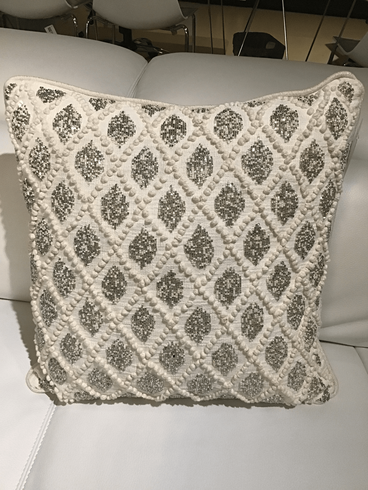 Silver beaded throw sales pillow