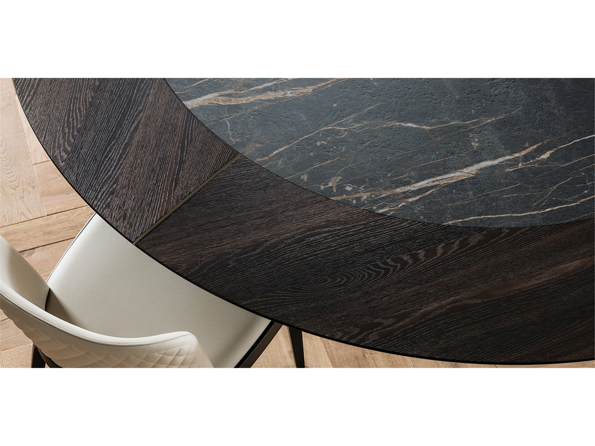 Skorpio Ker-Wood Round Dining Table - 86"Dia - Euro Living Furniture