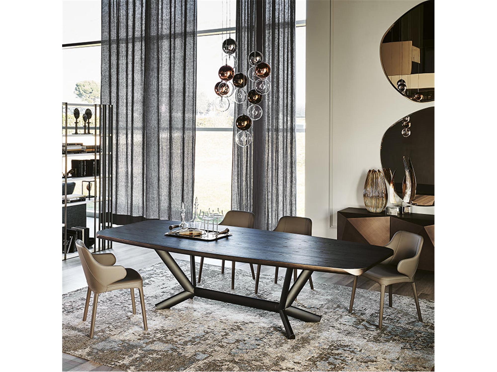 Planer Wood Dining Table - 118"W - Euro Living Furniture