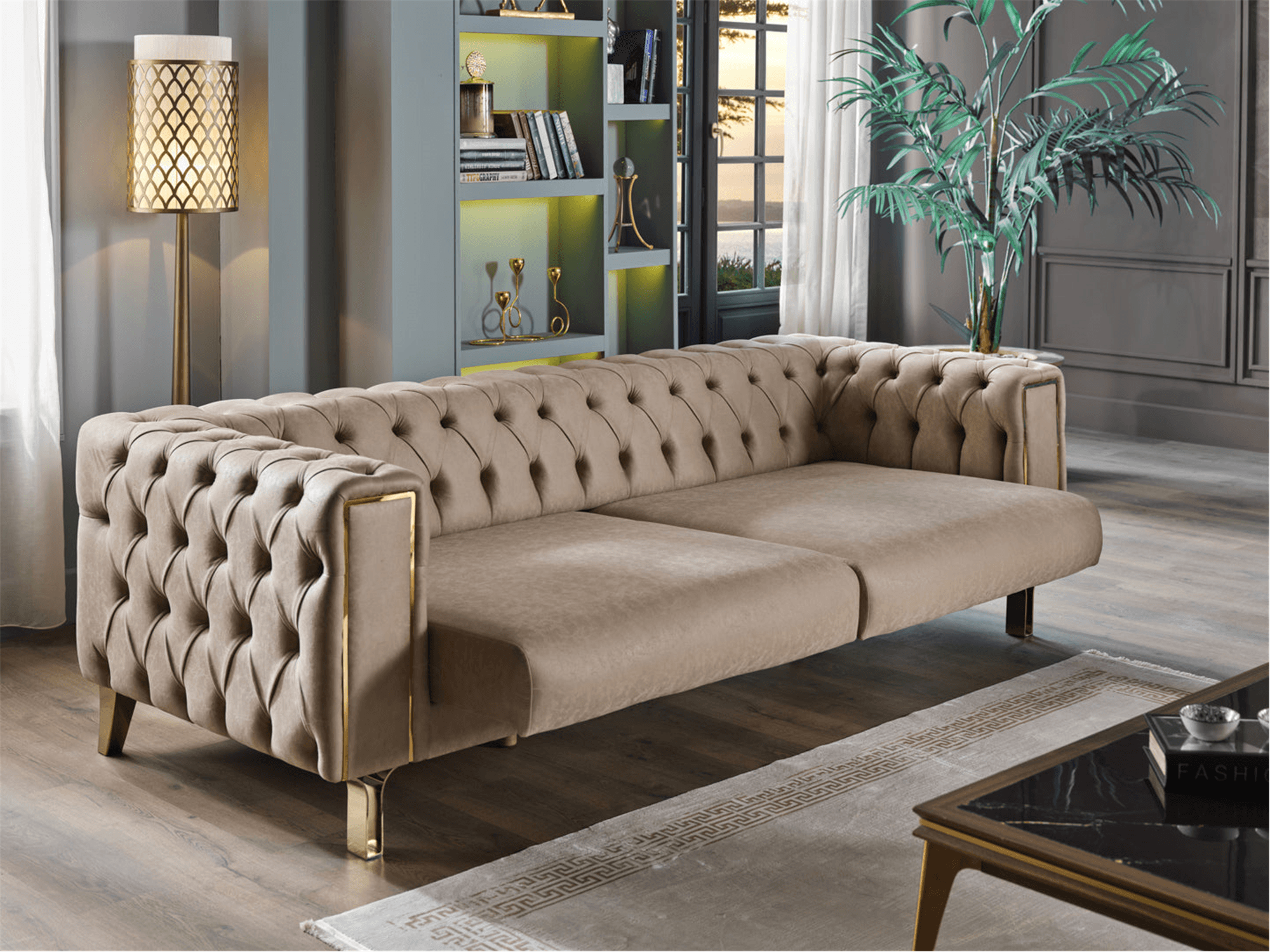 Montenegro Collection Convertible Fabric Sofa - Euro Living Furniture