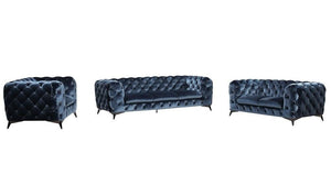 Gaetana Fabric Sofa Collection in Blue - Euro Living Furniture