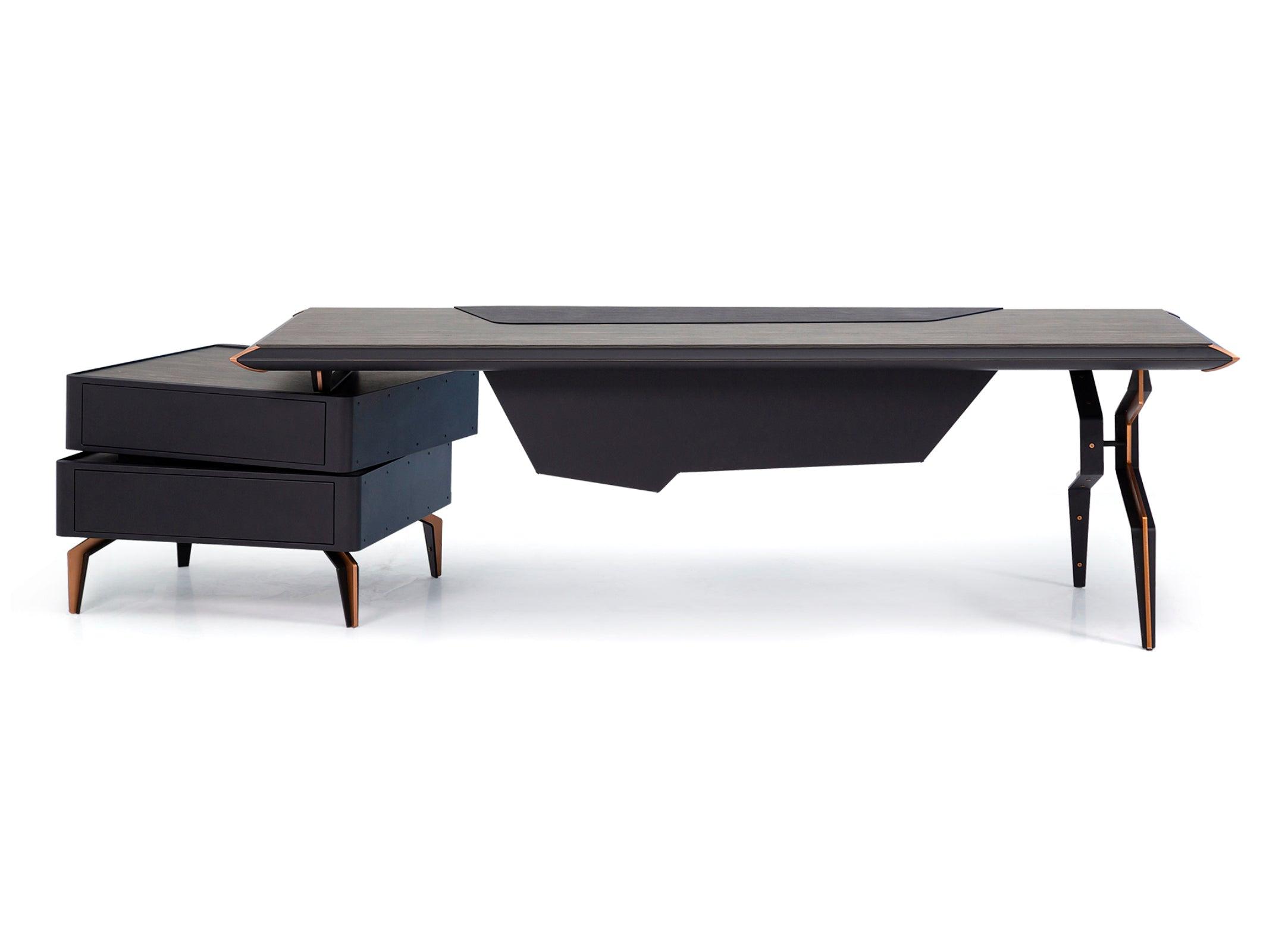 Brooklyn Executive Table with Side table/Pedestal - Euro Living Furniture