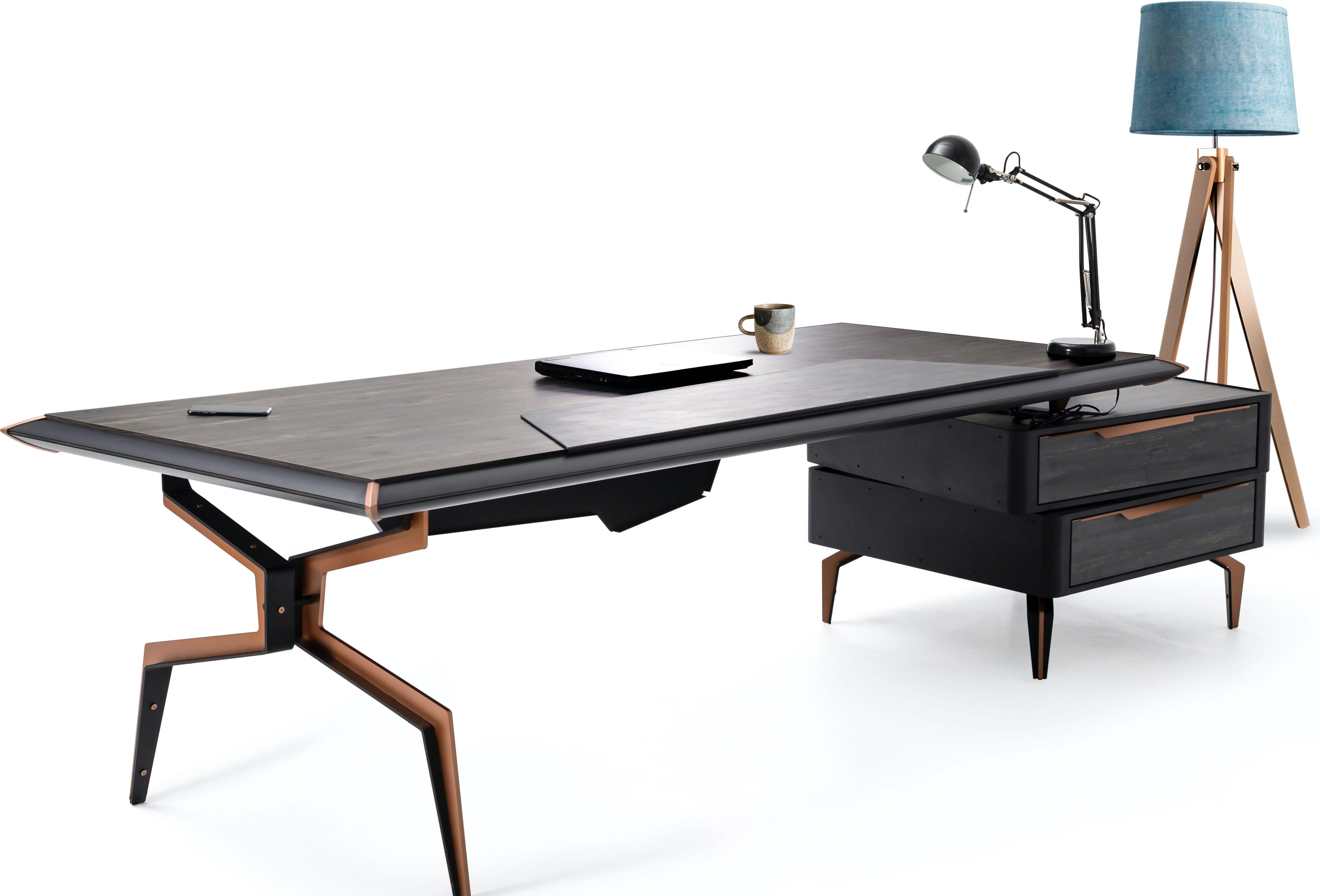 Brooklyn Executive Table with Side table/Pedestal - Euro Living Furniture