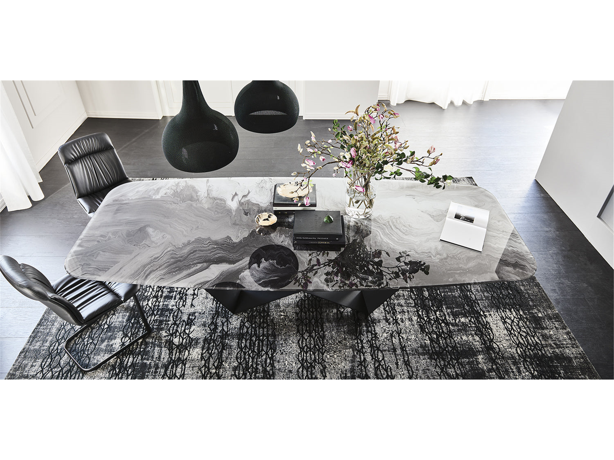 Skorpio Crystalart Dining table - 118"W - Euro Living Furniture