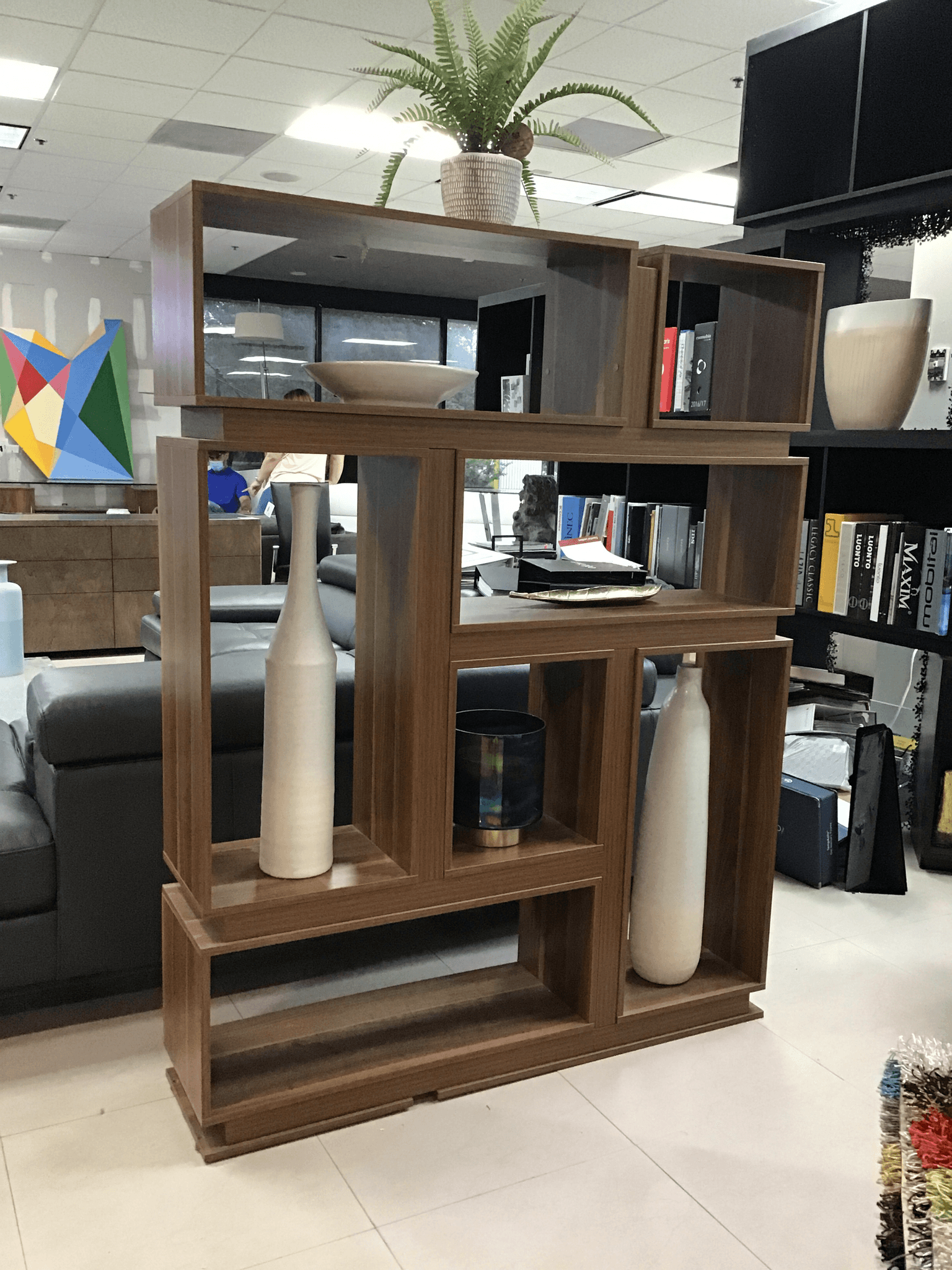 Walnut Veneer Bookshelf - Euro Living Furniture