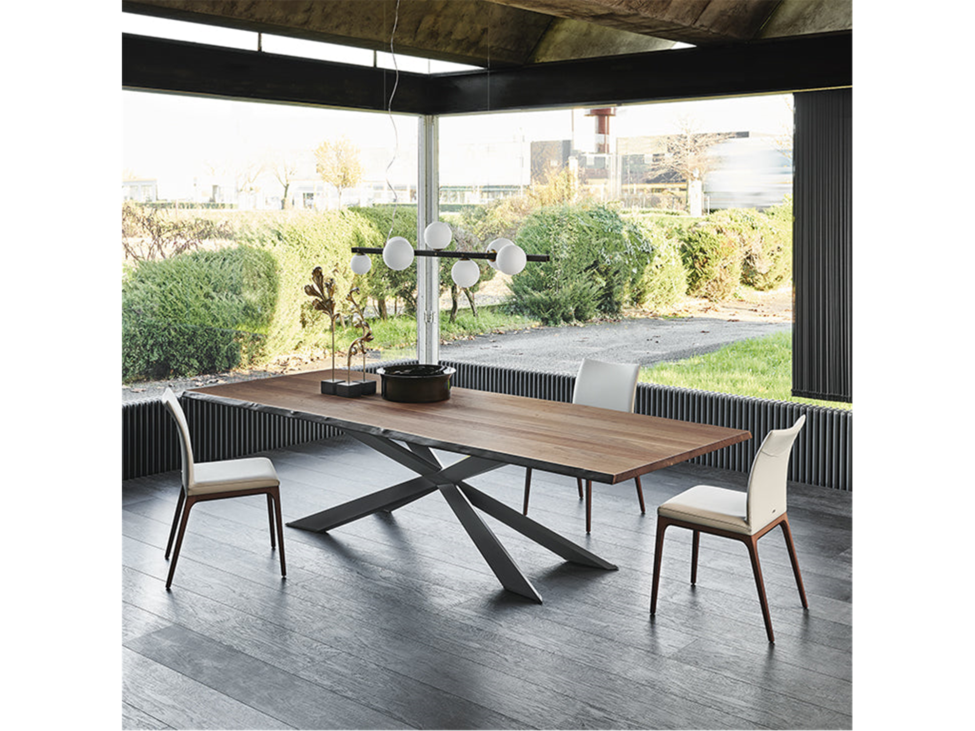Spyder Wood Dining Table - 118"W - Euro Living Furniture