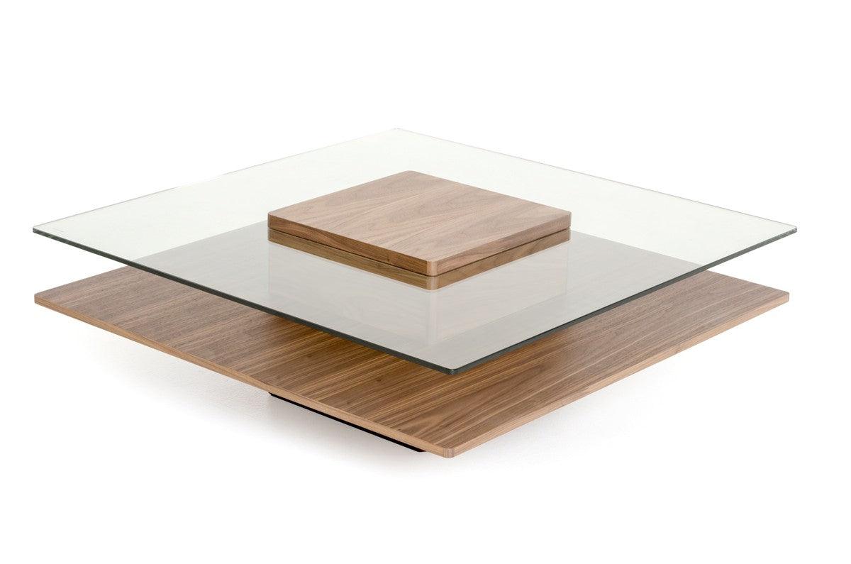 Reverie Walnut & Glass Coffee Table - Euro Living Furniture