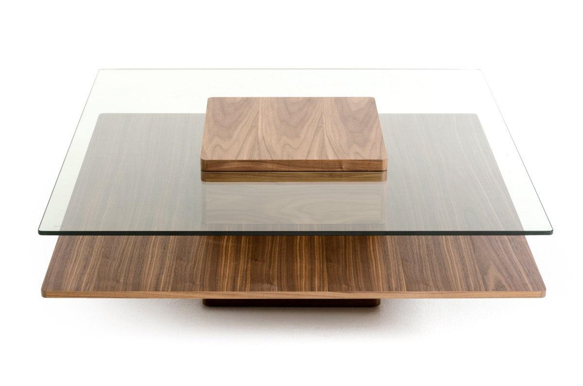 Reverie Walnut & Glass Coffee Table - Euro Living Furniture