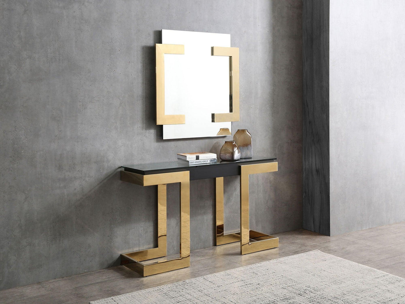 Zen Black & Gold Console 52"W - Euro Living Furniture