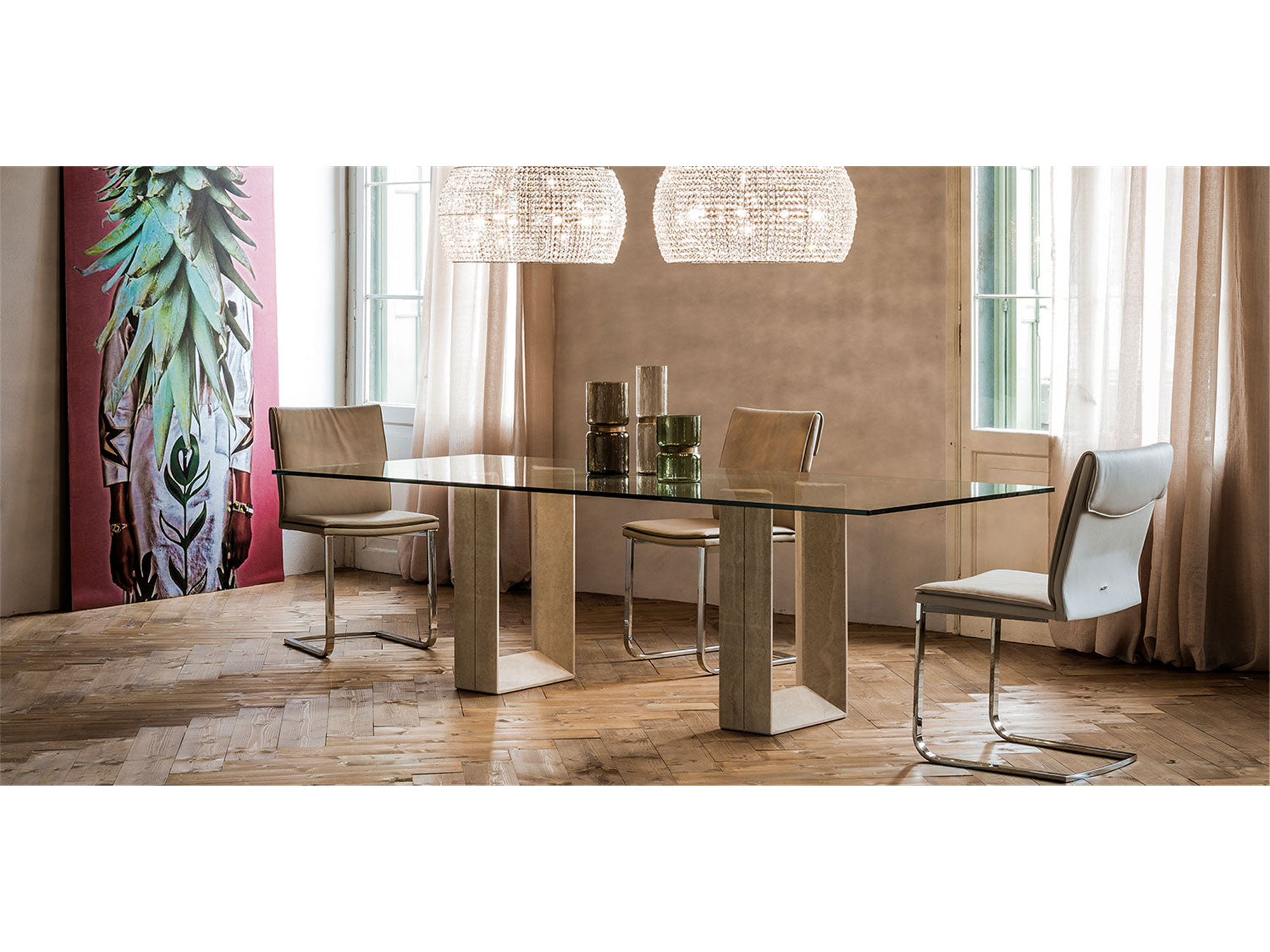 Dispason Dining Table - 94"W - Euro Living Furniture